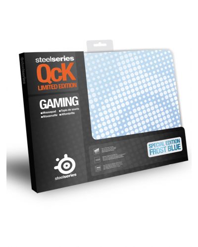 Гейминг подложка SteelSeries - QcK Frost Blue Edition, M, мека, бяла