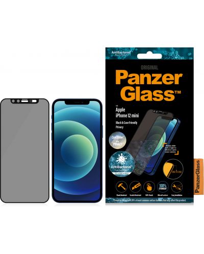 Стъклен протектор PanzerGlass - Privacy AntiBact CamSlide, iPhone 12 mini - 3