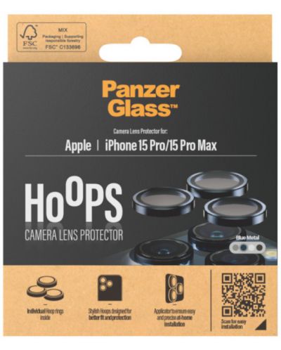 Стъклен протектор за камера PanzerGlass - Hoops , iPhone 15 Pro/Pro Max, син - 4
