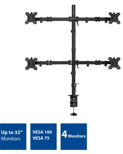 Стойка за 4 монитора ACT - AC8304, 32″, за бюро, 32 kg, черна - 4