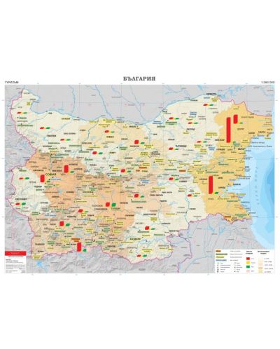 Туризъм - стенна карта на България (1:360 000) - 1
