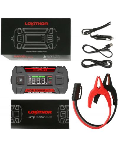 Стартов бустер Lokithor - J402, 3000А/12V/LiPo-батерия - 3