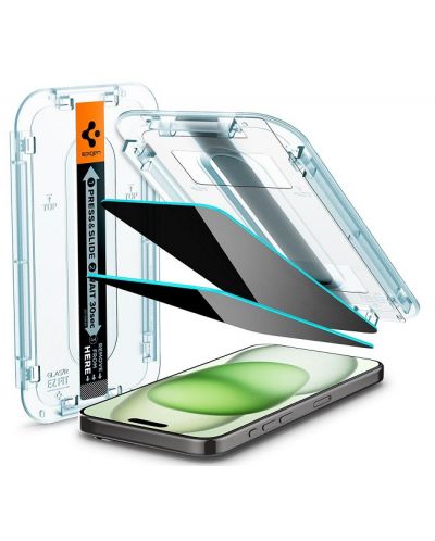 Стъклен протектор Spigen - tR EZ Fit Privacy, iPhone 15 Plus - 1
