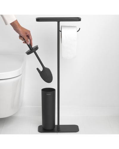 Стойка за тоалетна с поставка и четка Brabantia - MindSet, Mineral Infinite Grey - 5