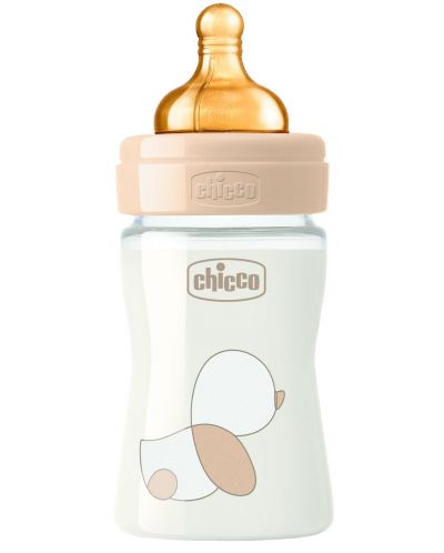 Стъклено шише Chicco - Original Touch, 150 ml, бежово - 1