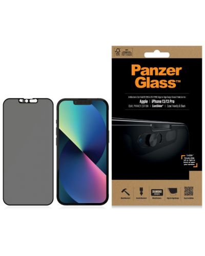 Стъклен протектор PanzerGlass - Privacy AntiBact CamSlide, iPhone 13/13 Pro - 3