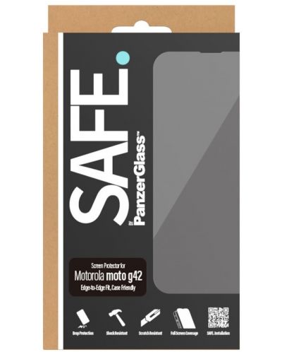 Стъклен протектор Safe - CaseFriendly, Moto G42, черен - 1