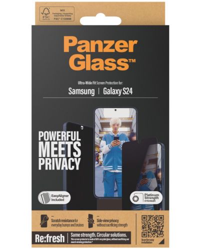 Стъклен протектор PanzerGlass - Privacy UWF, Galaxy S24, черен - 4