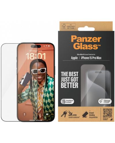 Стъклен протектор PanzerGlass - UWF, iPhone 15 Pro Max - 1