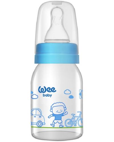 Стъклено шише Wee Baby Classic, 125 ml, синьо - 1