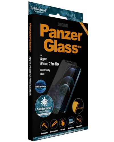 Стъклен протектор PanzerGlass - AntiBact, iPhone 12 Pro Max, черен - 4