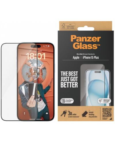 Стъклен протектор PanzerGlass - UWF, iPhone 15 Plus - 1