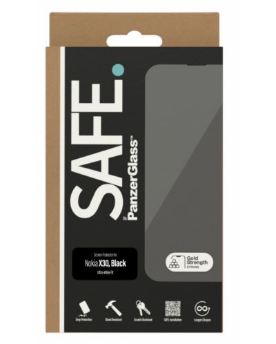 Стъклен протектор Safe - UWF, Nokia X30, черен - 3