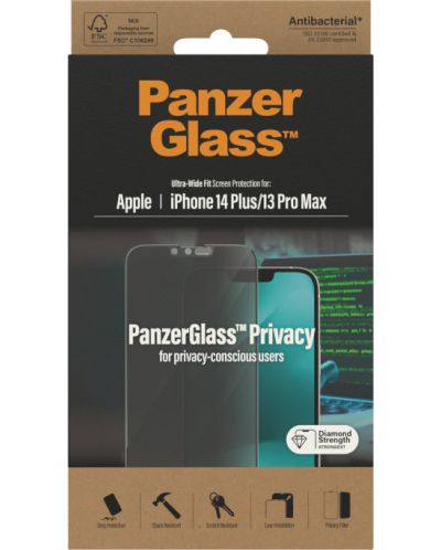 Стъклен протектор PanzerGlass - Privacy UWF, iPhone 14 Plus/13 Pro Max - 3