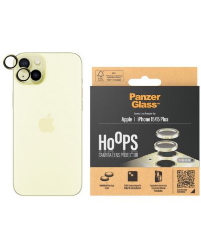 Стъклен протектор за камера PanzerGlass - Hoops, iPhone 15/15 Plus, жълт - 2