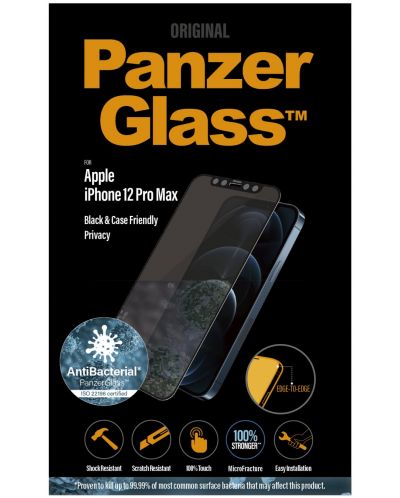 Стъклен протектор PanzerGlass - Privacy AntiBact, iPhone 12 Pro Max - 2