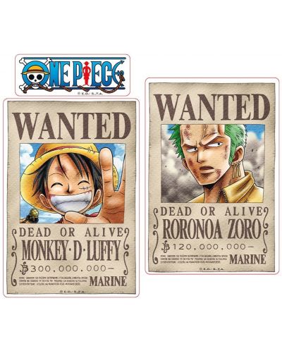 Стикери ABYstyle Animation: One Piece - Luffy & Zoro Wanted Posters - 1