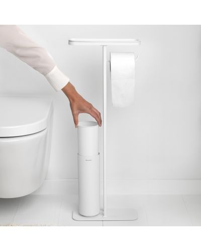 Стойка за тоалетна с поставка и четка Brabantia - MindSet, Mineral Fresh White - 6