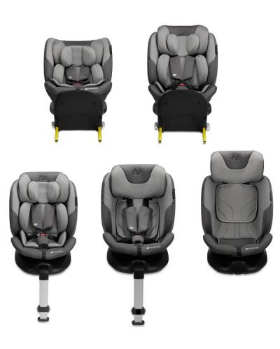Столче за кола KinderKraft - I-Fix 360°, i-Size, 40-150 cm, Cool Grey - 4