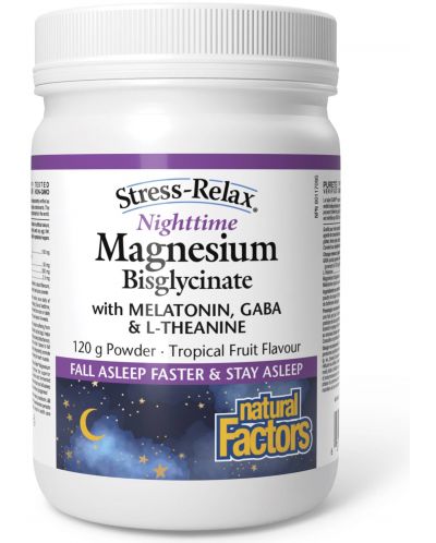 Stress-Relax Nighttime Magnesium Bisglycinate, 120 g, Natural Factors - 1