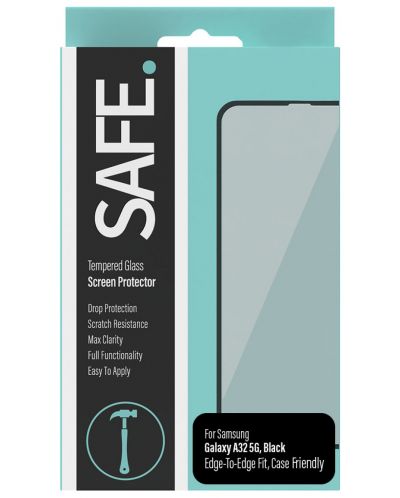 Стъклен протектор Safe - CaseFriendly, Galaxy A32 5G, черен - 3