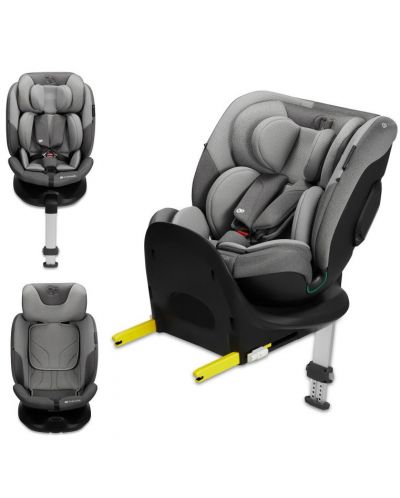 Столче за кола KinderKraft - I-Fix 360°, i-Size, 40-150 cm, Cool Grey - 3