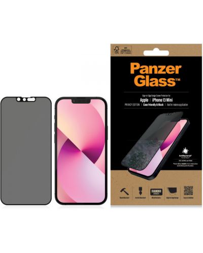 Стъклен протектор PanzerGlass - Privacy AntiBact CaseFriend, iPhone 13 mini - 4