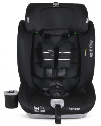 Стол за кола Cangaroo - Force, i-Size, IsoFix , 76-150 cm, черен - 2