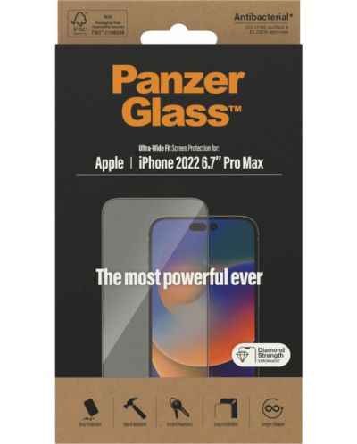 Стъклен протектор PanzerGlass - AntiBact UWF, iPhone 14 Pro Max - 3