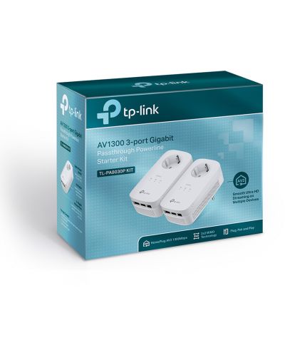 Стартов пакет мрежови адаптери TP-link - TL-PA8030P, 1.3Gbps, бели - 4