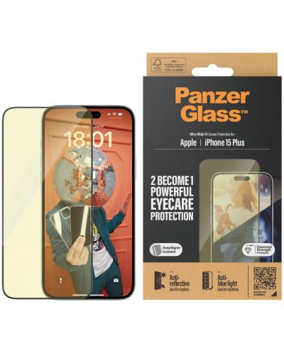 Стъклен протектор PanzerGlass - UWF AntiReflect, iPhone 15 Plus - 1