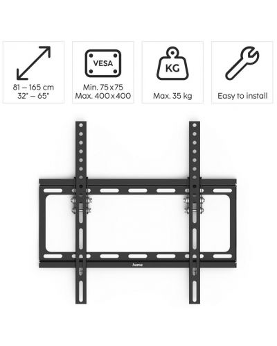 Стойка за телевизор Hama - 118069, Tilt, 32 - 65", черна - 5