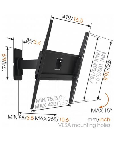Поставка Vogel's за LCD/PLASMA 32"- 55" с едно рамо и наклон 15° - 4