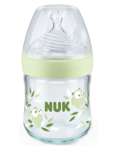 Стъклено шише NUK Nature Sense - Temperature control, Softer, 120 ml, зелено - 1