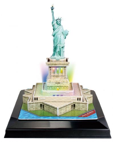 3D Пъзел Cubic Fun от 37 части и LED светлини - Statue of Liberty - 1