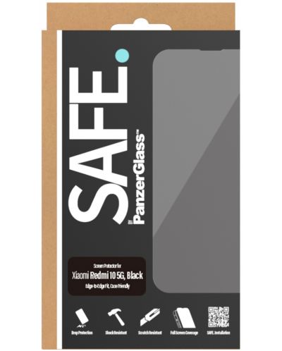 Стъклен протектор Safe - CaseFriendly, Redmi 10 5G, черен - 1