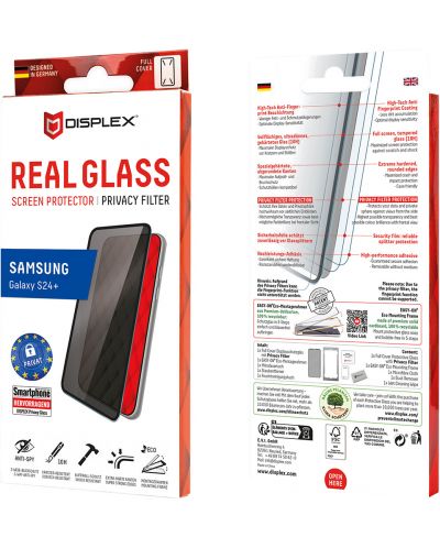 Стъклен протектор Displex - Real Glass Full 3D Privacy, Samsung S24 Plus - 3