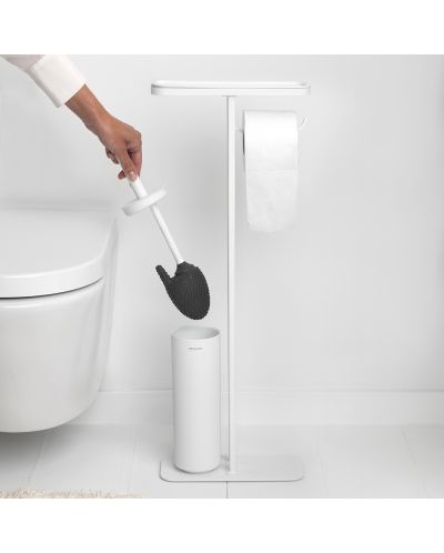 Стойка за тоалетна с поставка и четка Brabantia - MindSet, Mineral Fresh White - 5