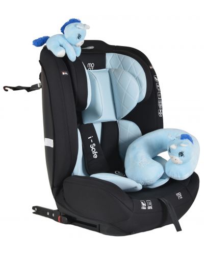 Стол за кола Moni - i-Safe, i-Size, IsoFix, 76-150 cm, син + подарък играчка - 1