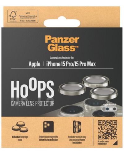 Стъклен протектор за камера PanzerGlass - Hoops, iPhone 15 Pro/Pro Max, titanium - 4