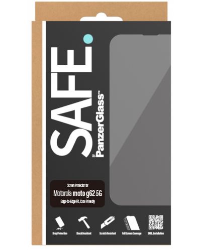 Стъклен протектор Safe - CaseFriendly, Moto G62 5G, черно - 1