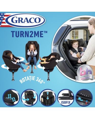 Столче за кола Graco - Turn2Me, 0-18 kg, c IsoFix, Navy - 6