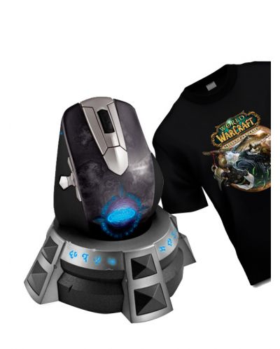Гейминг мишка SteelSeries - World of Warcraft Wireless MMO Mouse + тениска Mist of Pandaria, черни