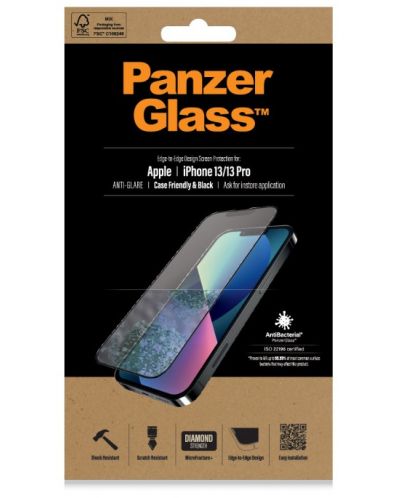 Стъклен протектор PanzerGlass - AntiBact AntiGlare, iPhone 13/13 Pro - 3