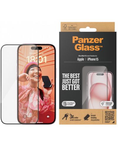 Стъклен протектор PanzerGlass - UWF, iPhone 15 - 1