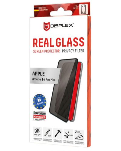 Стъклен протектор Displex - Real Full 3D Privacy, iPhone 14 Pro Max - 1