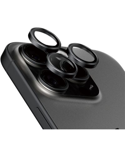 Стъклен протектор за камера PanzerGlass - Titanium Hoops, iPhone 15 Pro/15 Pro Max, черен - 2