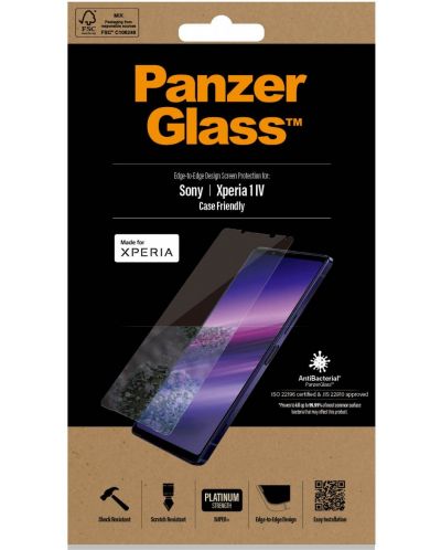 Стъклен протектор PanzerGlass - AntiBact, Sony Xperia 1 lV, черен - 2