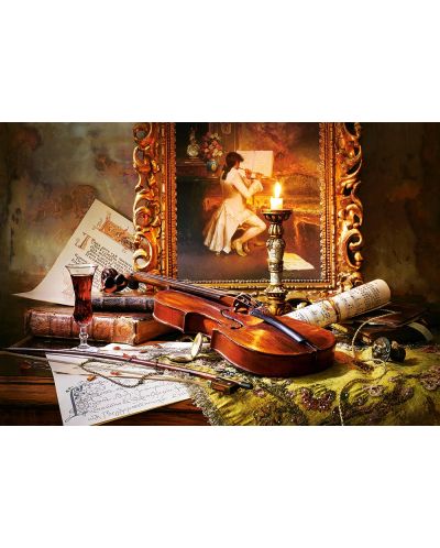 Пъзел Castorland от 1000 части - Натюрморт с картина и цигулка - 2