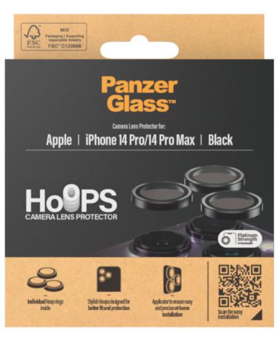 Стъклен протектор за камера PanzerGlass - Hoops, iPhone 14 Pro/Pro Max, черен - 3